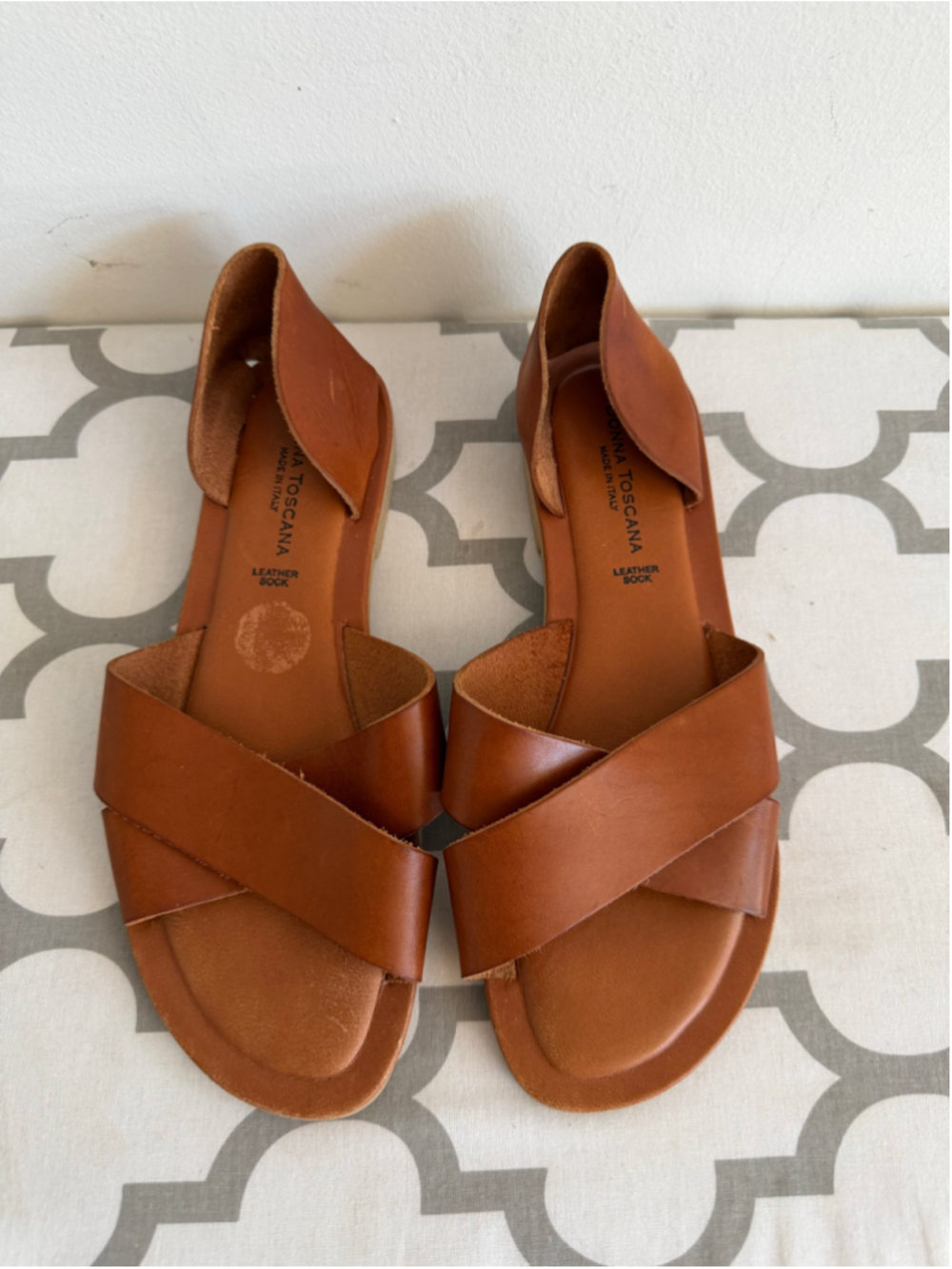 Donna Toscana Leather Sandals Women's Size 6.5 Brown